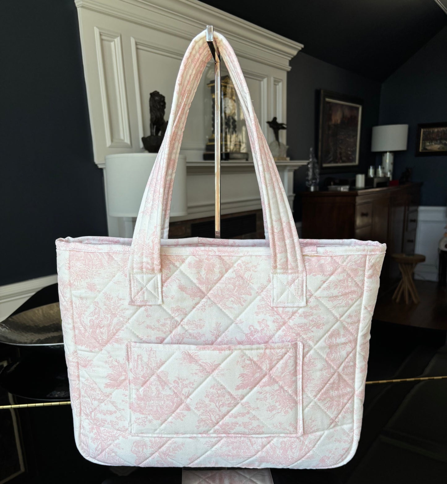 Toile de Jouy  and striped quilted Tote Bags.