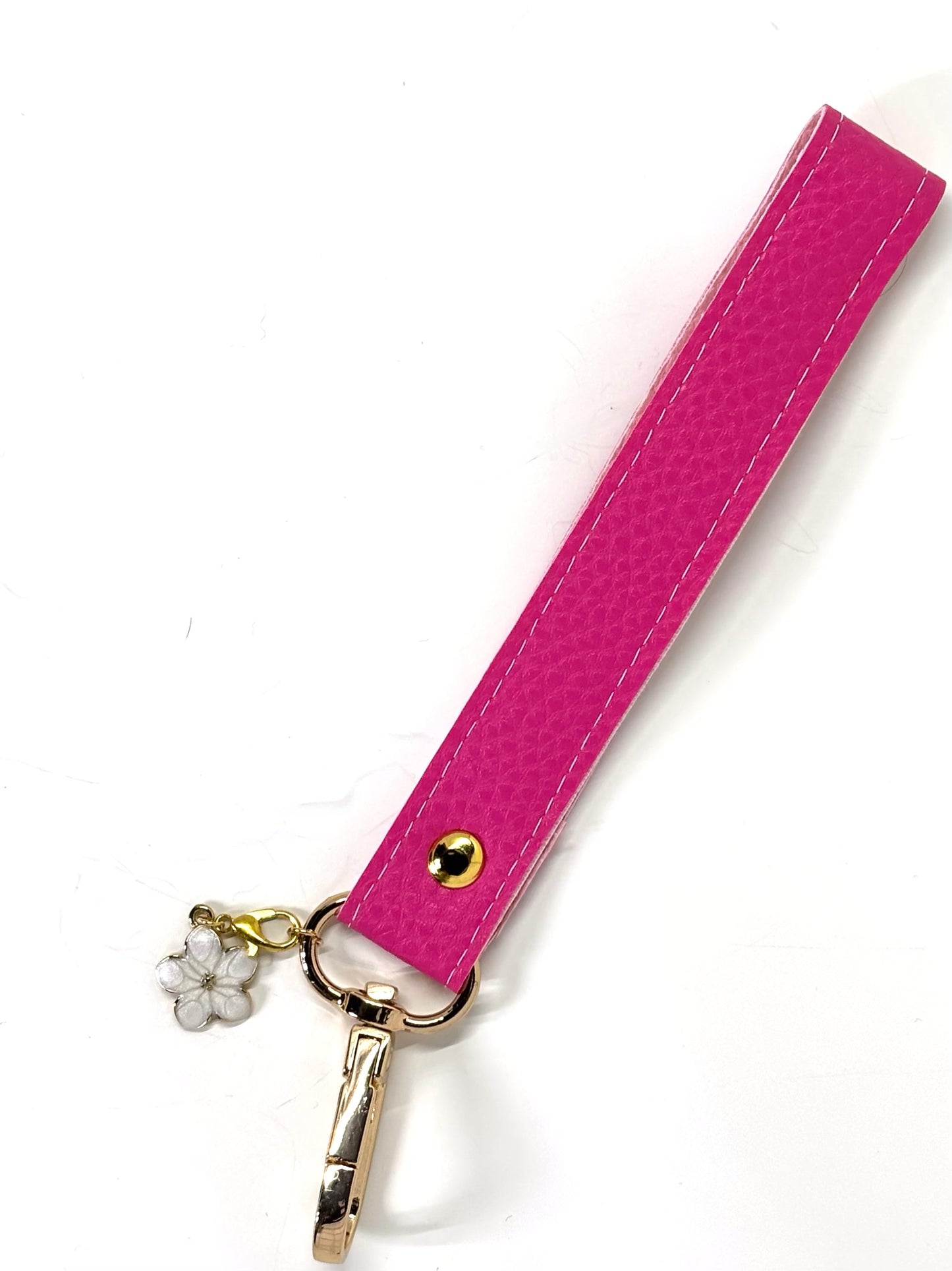 Vegan  leather wristlet with swivel hook and charm