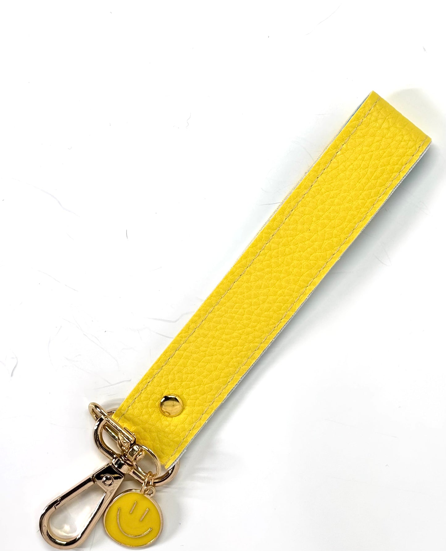 Vegan  leather wristlet with swivel hook and charm