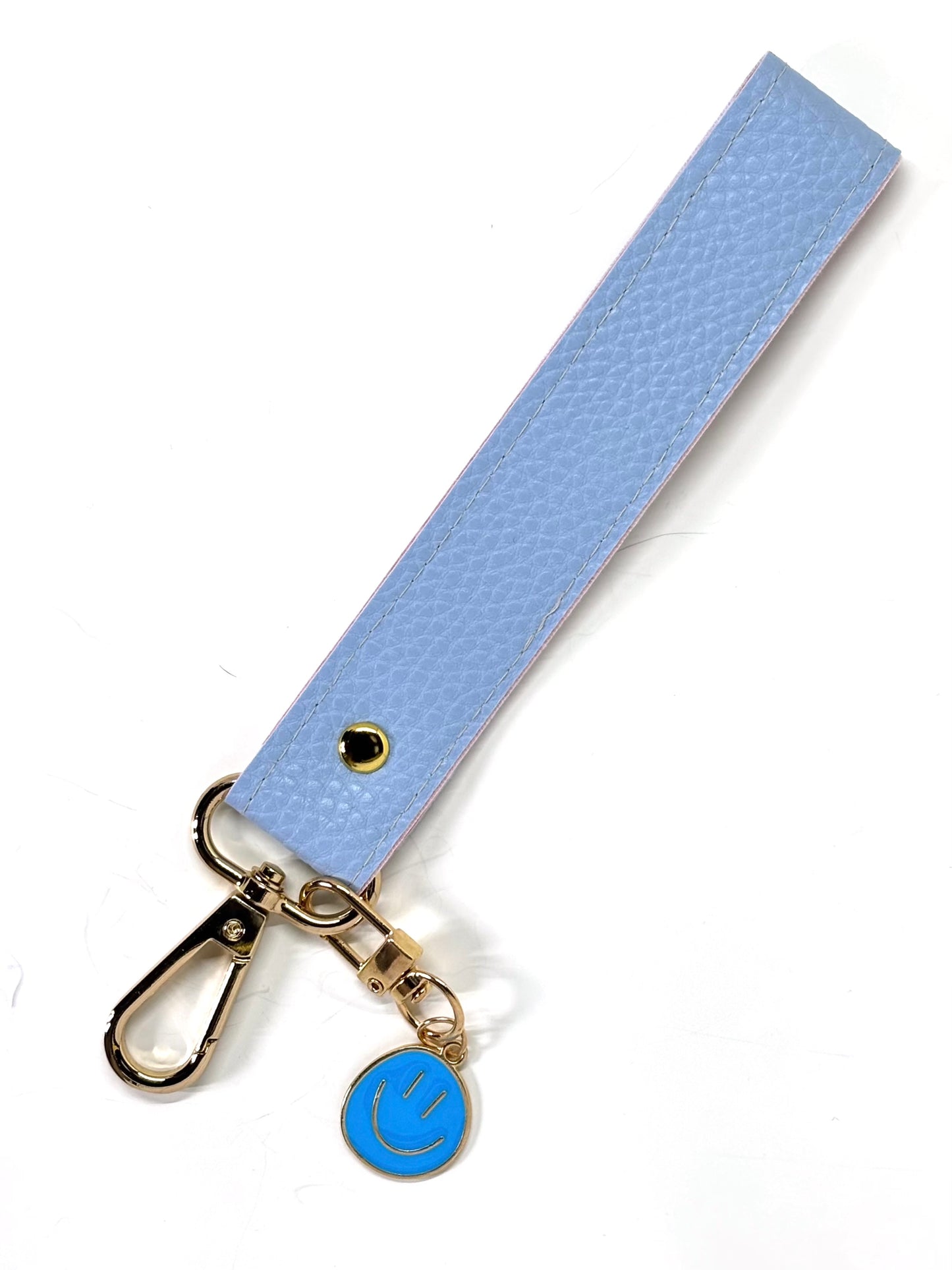 Vegan  leather wristlet with swivel hook and charm
