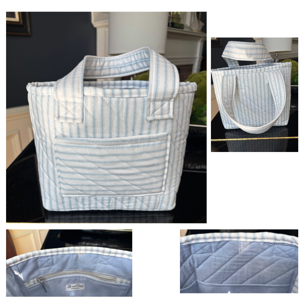 Toile de Jouy  and striped quilted Tote Bags.