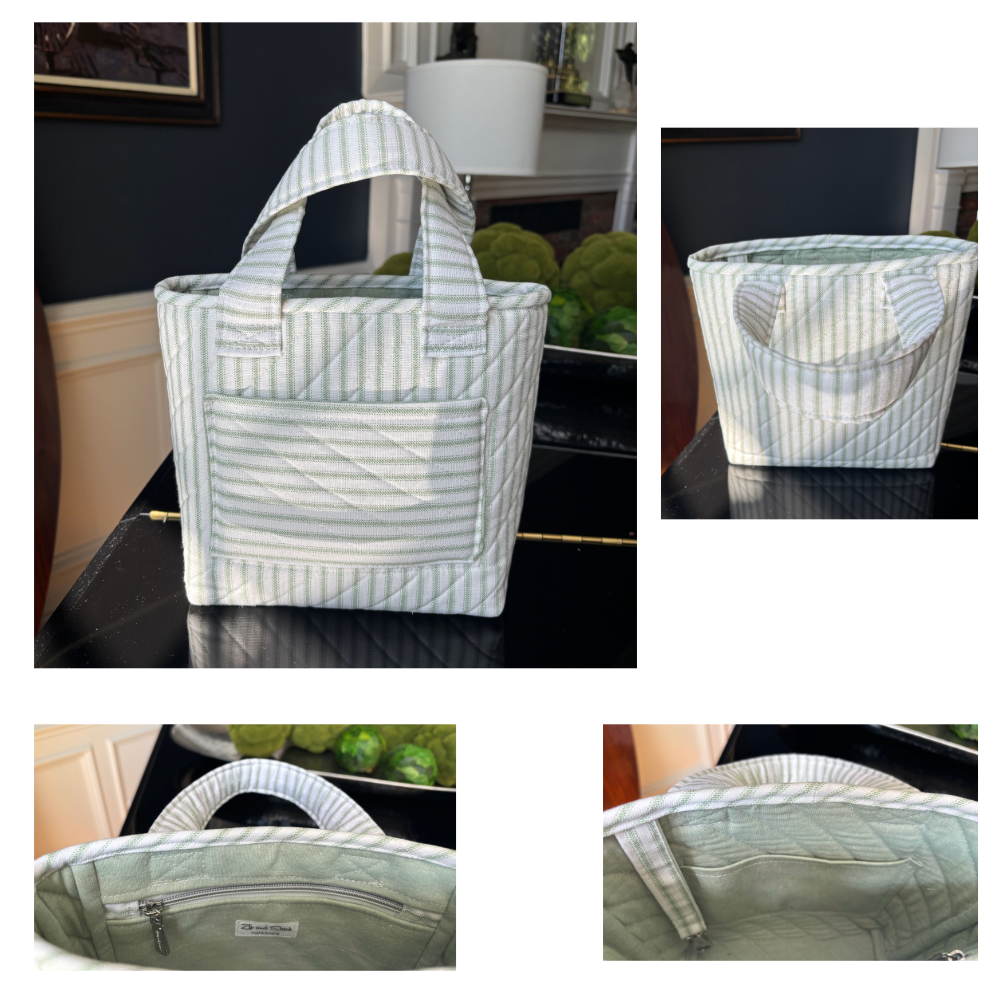 Toile de Jouy  and striped quilted Tote Bags.