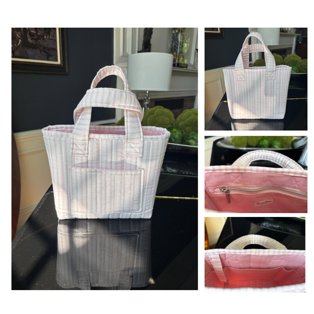 Toile de Jouy  and striped quilted Tote Bags.